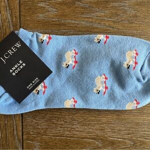 J. Crew Light Blue Socks with Dog Design